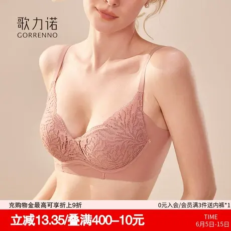 小胸聚拢内衣女法式超薄款性感蕾丝无钢圈防下垂收副乳文胸罩套装商品大图