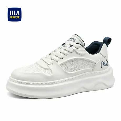 HLA/海澜之家男鞋新款春秋潮流压花增高休闲鞋小白鞋百搭厚底板鞋商品大图