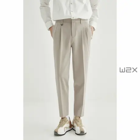 w2x春秋季双褶休闲西裤男高级感小西装裤垂坠感男裤锥形长裤子潮商品大图
