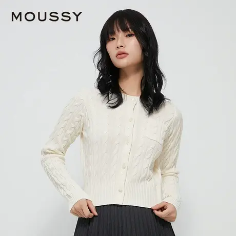 MOUSSY 春季新品MIU系绞花简约通勤多色针织开衫女028HAA70-3021商品大图
