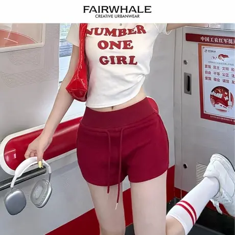 马克华菲美式辣妹运动短裤女2025新款夏高腰显瘦a字瑜伽健身热裤图片