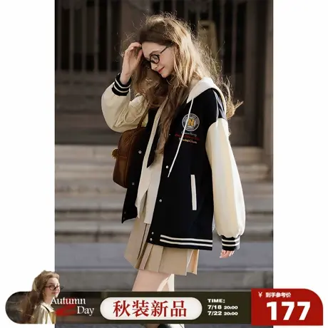 唐狮2026春季新款女外套时尚小个子女款开衫上衣学院风休闲连帽图片