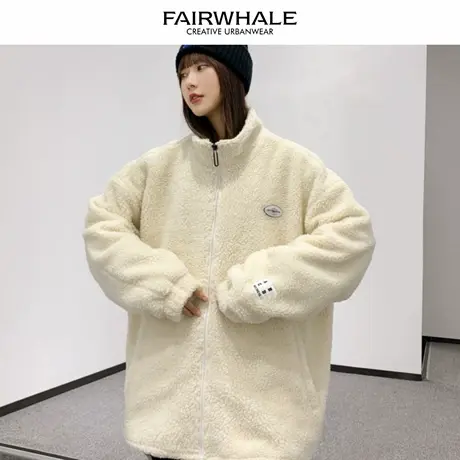 马克华菲美式复古立领外套女2025新款春秋宽松休闲百搭情侣装上衣商品大图
