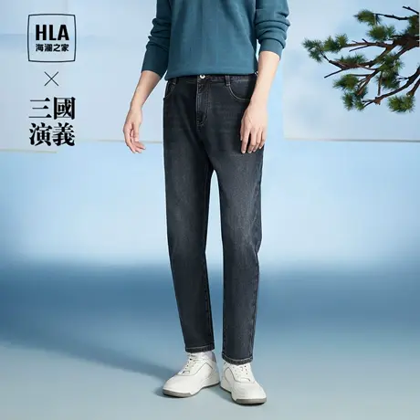 HLA/海澜之家三国演义牛仔裤2023秋新款宽松窄脚水洗裤子男商品大图