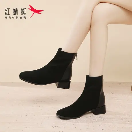 红蜻蜓冬季靴子女2024新款低跟洋气短靴春秋款时装瘦瘦靴单靴秋冬商品大图
