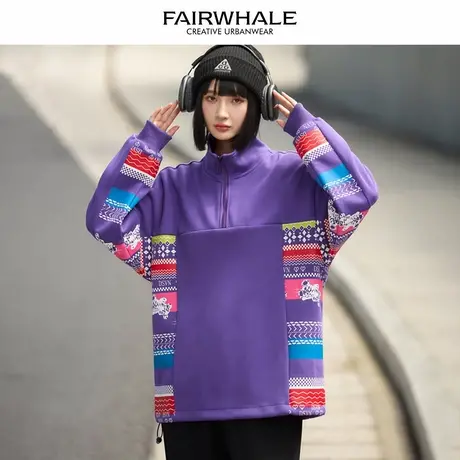 马克华菲美式复古连帽卫衣女2025新款春秋宽松休闲百搭情侣装外套图片