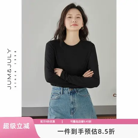 嘉茱莉2025春季新款长袖内搭T恤女小个子圆领内搭上衣内搭打底衫图片