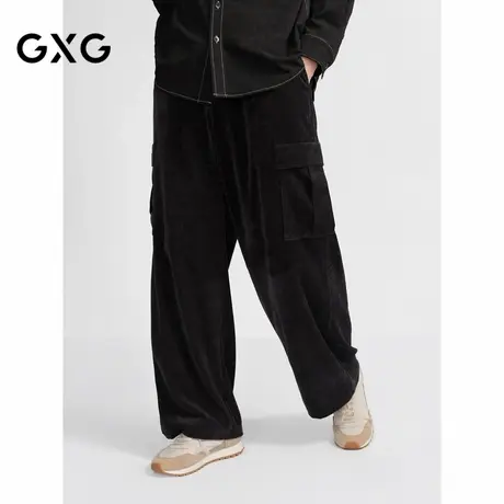 【X】GXG男装细腻弹力灯芯绒长裤宽松休闲裤垂感裤子男2024秋季品商品大图