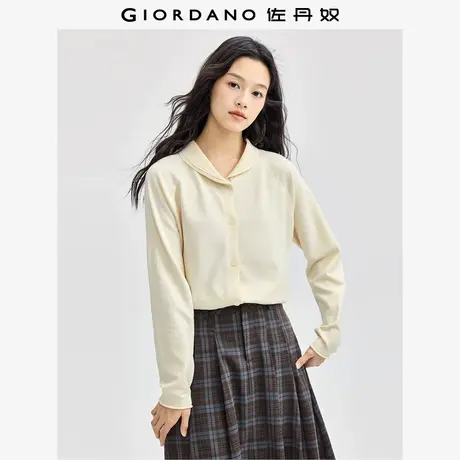 佐丹奴针织衫女装翻领卷边插肩袖毛织开胸针织衫 13354669商品大图