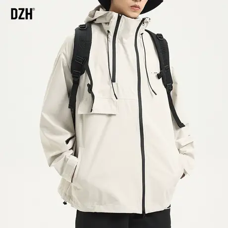 男士户外冲锋衣男款秋季男装2023新款休闲连帽外套潮高级感登山服商品大图