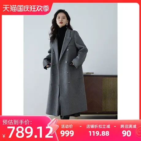 嘉茱莉2023秋冬新款双面呢大衣女长款宽松羊毛大衣赫本风毛呢外套商品大图