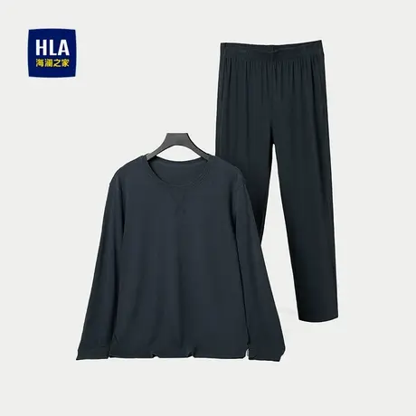 HLA/海澜之家纯色内衣套装2025新磨毛含莱赛尔圆领打底秋衣秋裤男商品大图