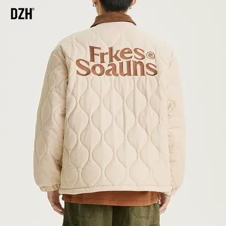 男士卡其色夹棉外套男冬季美式复古棉服夹克翻领袄子冬装男装棉衣商品大图