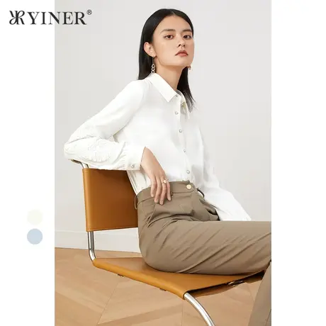 YINER音儿女装2021秋季新款时尚通勤POLO领衬衫商品大图