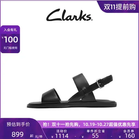 Clarks其乐女士夏季时尚优雅一字带平底凉鞋女鞋罗马鞋图片