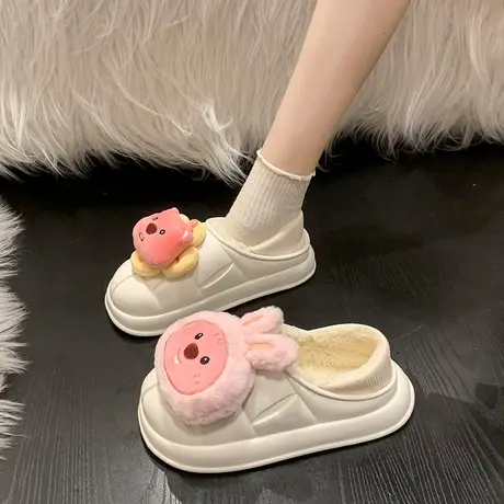 可爱卡通loopy防水棉拖女外穿2023秋冬新款百搭居家两穿毛毛拖鞋商品大图