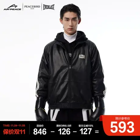 【AIRxPEACE】太平鸟男装 EVERLAST联名pu皮夹克男潮图片