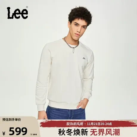 Lee商场同款标准版圆领套头logo基础款休闲男长袖卫衣潮LMT006图片