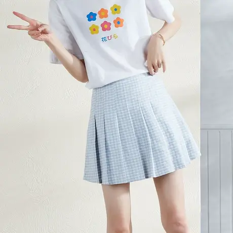 唐狮夏新款半身裙子女夏季甜美百搭百褶裙韩版A字超短裙ins图片