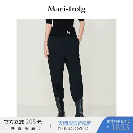 【经典搭配系列】玛丝菲尔2022秋季黑色经典百搭直筒裤休闲裤商品大图