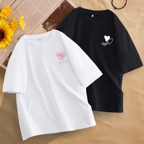 真维斯LIFE2023夏季新款t恤女纯棉设计感小众时尚正肩短袖ins潮牌商品大图