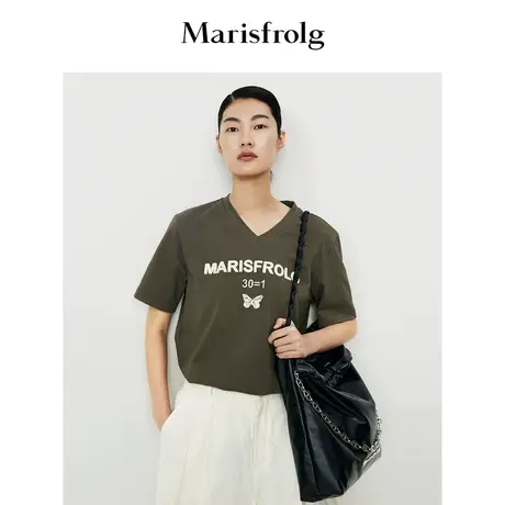 【30周年限定】玛丝菲尔2023年夏季新款毛巾绣蝴蝶logo纯棉T恤女商品大图