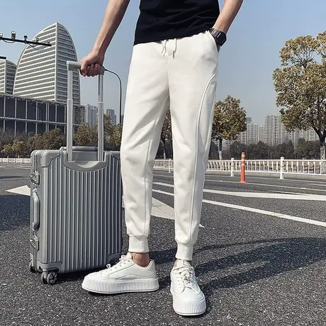 夏季男休闲裤九分裤小脚裤裤子纯色简约学生潮牌潮流运动卫裤束腿商品大图