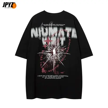 美式高街英文字母设计印花短袖t恤男女夏季国潮情侣宽松上衣体恤商品大图