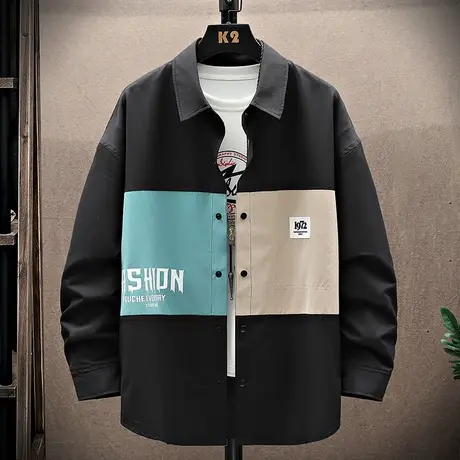 男士衬衫长袖春秋季新款潮牌印花高级感休闲衬衣宽松青少年男寸衫商品大图