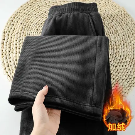 ZR真维斯2023新款女士裤子冬季雪尼尔灯芯绒简约加绒加厚直筒裤潮商品大图