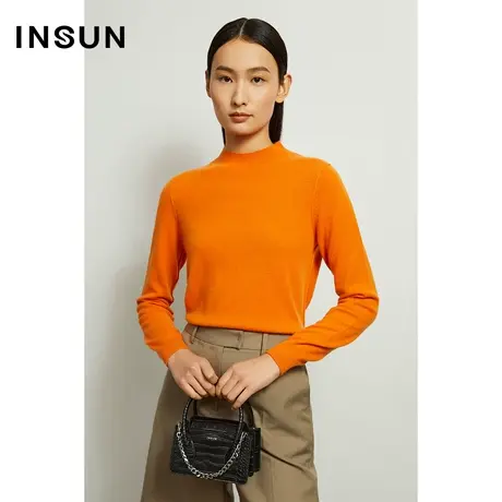 INSUN恩裳冬季柔软羊绒衫修身毛针织衫图片