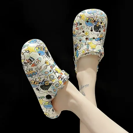 洞洞鞋女夏季外穿可爱宇航员防滑厚底踩屎感沙滩包头凉拖鞋ins潮图片