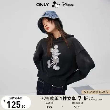 【买5免1】ONLY奥莱迪士尼DISNEY米奇联名时尚潮流亮钻连帽卫衣女商品大图
