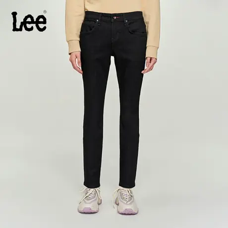 Lee商场同款23秋冬新品暖岩恒温418修身窄脚黑色女保暖牛仔裤潮流图片