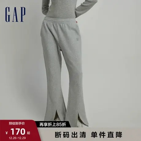Gap女装秋冬新款LOGO碳素软磨抓绒保暖喇叭裤时尚休闲长裤567732商品大图