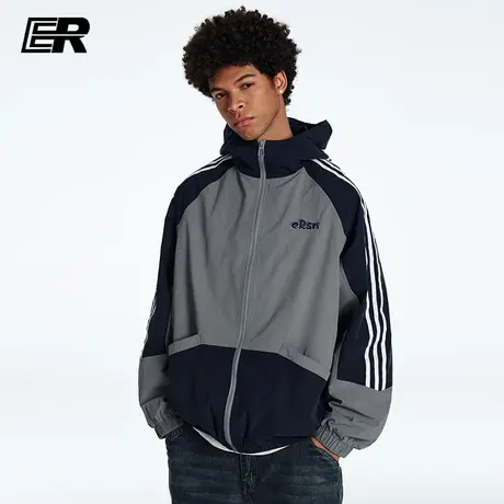 ER撞色条纹夹克2025秋季新款美式潮牌情侣休闲运动外套图片