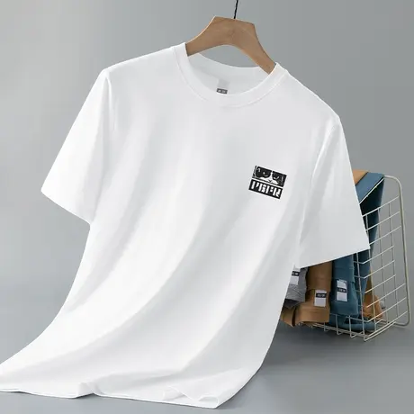 260g重磅纯棉短袖t恤男潮牌印花圆领白色上衣服夏季宽松全棉半袖商品大图