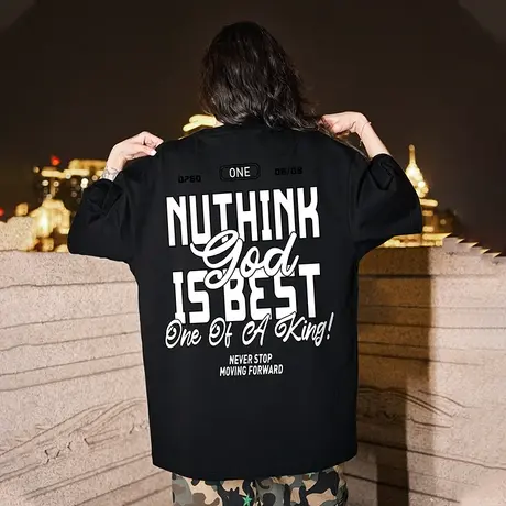 Nuthink美式街头t恤男潮高街宽松短袖潮流大码情侣半袖上衣春季图片