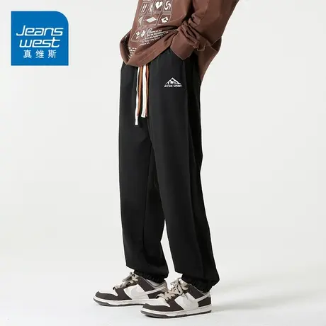 KZ真维斯秋冬季束脚男裤子针织弹力休闲长裤男士宽松紧腰抽绳卫裤商品大图