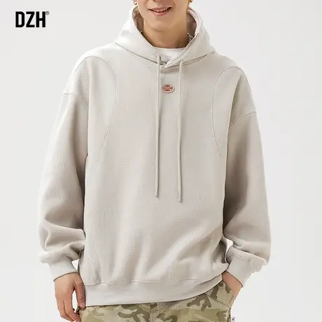 男生杏色重磅卫衣男春秋连帽美式潮牌长袖上衣宽松2024新款连帽衫商品大图