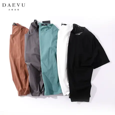 大依无忧夏新款多色棉感潮胖子大号加肥加大码圆领男士短袖t恤图片