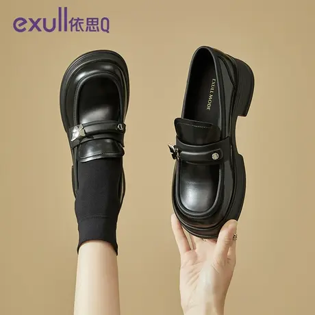 exull/依思Q2024年春秋季新款松糕底学院风女鞋蝴蝶扣饰女乐福鞋商品大图