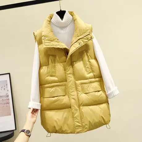 棉马甲女中长款秋冬无袖面包服新款潮韩版宽松大码冬季马夹外套女商品大图