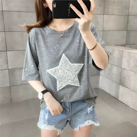 纯棉短袖T恤女装宽松2023年新款秋季洋气中长款设计感打底衫爆款商品大图