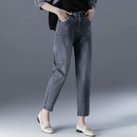 高腰牛仔裤女2023年新款春秋休闲女裤萝卜裤九分裤妈妈裤子哈伦裤商品大图