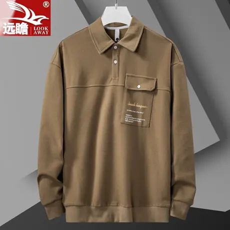 Polo衫男款春秋季潮牌宽松卫衣2023新款百搭男士休闲上衣长袖T恤商品大图
