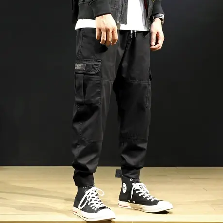 春秋工装裤男秋冬款魔术贴束脚宽松大码休闲男裤工装裤子男士潮牌商品大图