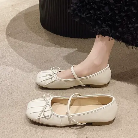 永希法式复古玛丽珍鞋女夏季2023年新款蝴蝶结配裙子温柔平底单鞋商品大图