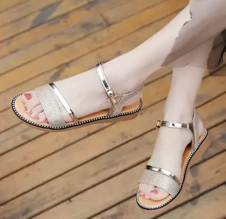 凉鞋女夏平底学生简约2023夏季新款韩版百搭网红温柔仙女风晚晚鞋商品大图