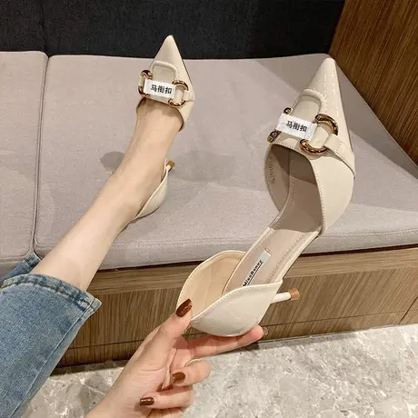 高跟鞋女细跟2023年夏季新款时尚百搭浅口法式设计感小众尖头单鞋商品大图